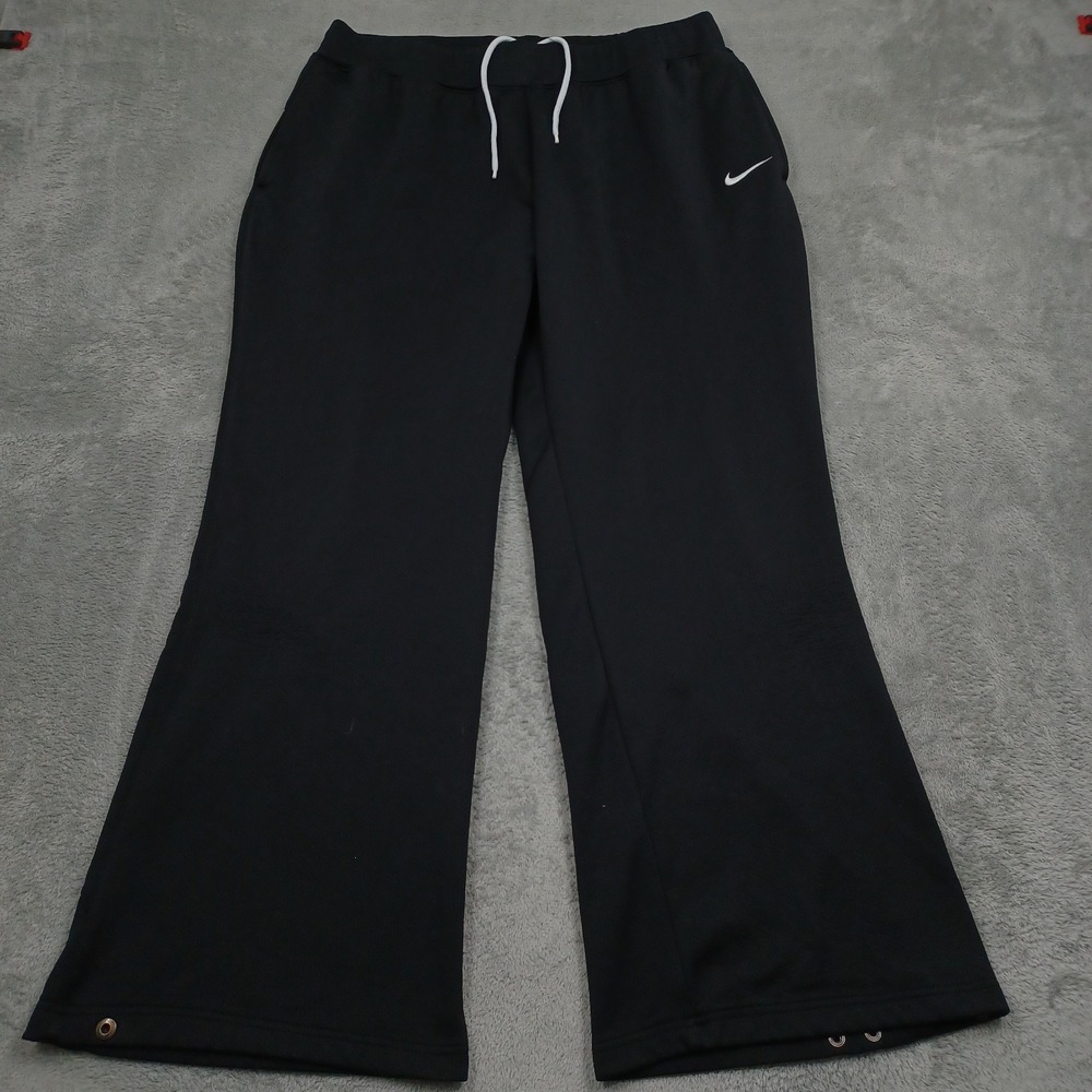 Nike Pants Womens XL Black Wide Leg Activewear Team Y2K Drawstring